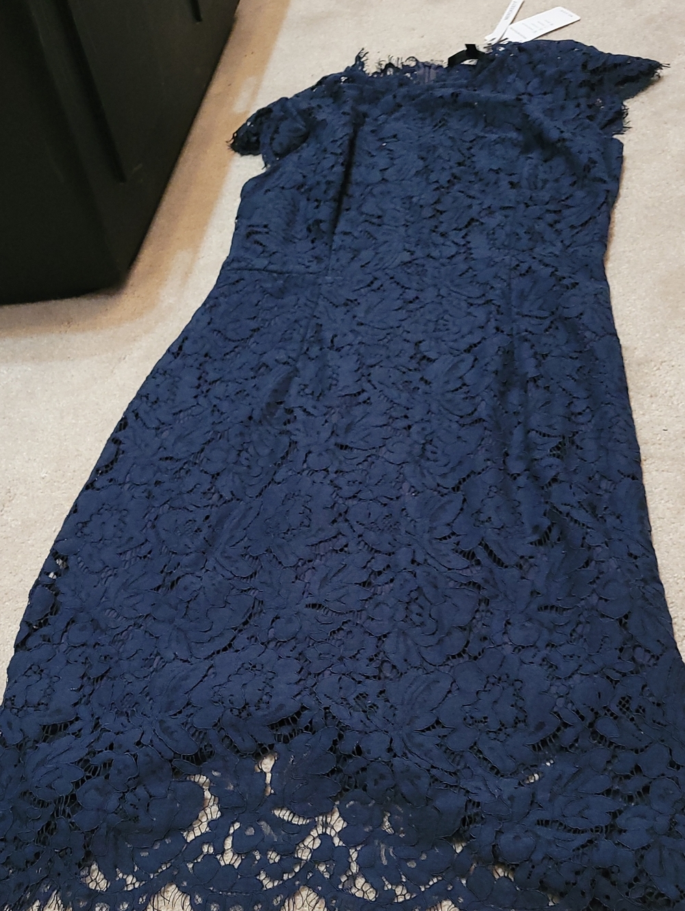 Amazon Navy Floral Lace Midi Dress